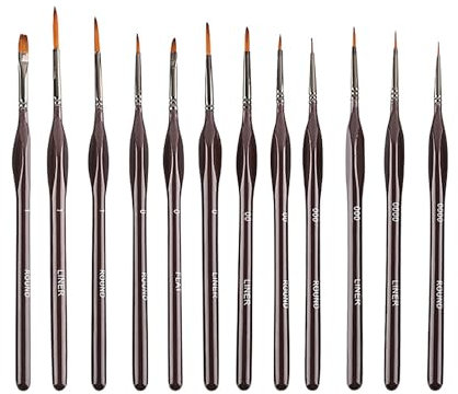 Kryzulax Pinceles para Pintura,12 Piezas of Pinceles de Nylon para Acuarela,Juego Profesional de Detalle Fino Acrilico,para Pinturas Acrílicas,Pintura Facial,Manicura,Principiantes