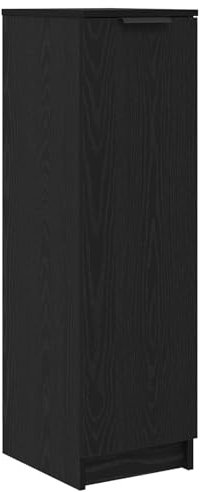 vidaXL Shoe Cabinet Black oak 29.5 x 35 x 101 cm Engineered Wood, Modern Shoe Cabinet, Ample Storage, Rectangular Design, Durable Indoor Organizer, Compact Footwear Shelf, Minimalist Style