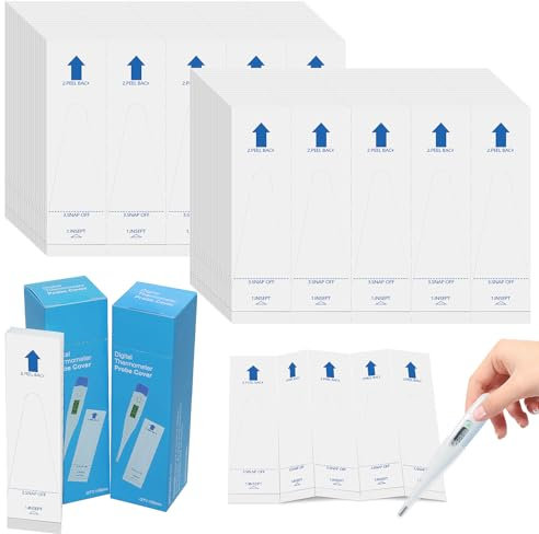 Bohoray 200 Stück Hygienehüllen für Fieberthermometer, Einweg Thermometer Schutzhüllen, Thermoscan Schutzkappe, Universelle Elektronische Thermometerabdeckungen für Erwachsene Baby Kinder