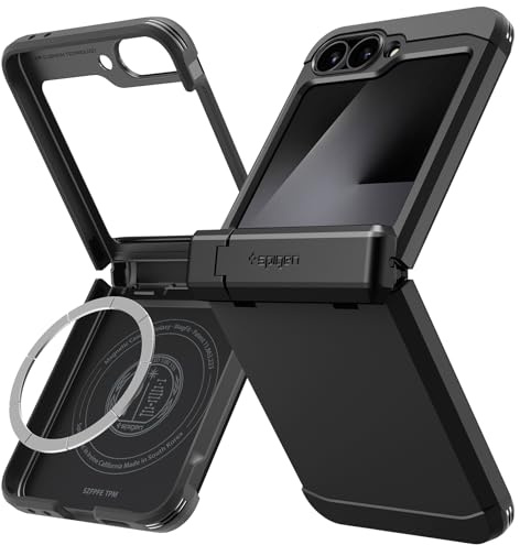 Spigen Tough Armor Pro MagFit für Samsung Galaxy Z Flip7 FE und Z Flip6 | Black, Kompatibel mit MagSafe, Integrierter Kickstand, Air Cushion Tech, Military-Grade Schutz, Spigen Original Serie