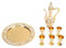 DIRBAK Juego de cafetería vintage Estilo de lujo retro Cazas de té de metal multipropósito Juego para decoración de bodas en el hogar Material de aleación de zinc premium 6 tazas 1 olla (Gold White)