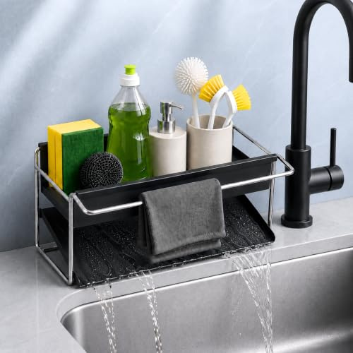 LUXYSKY est 2022 Dispensador Jabon Cocina - Organizador Fregadero con Bandeja de Drenaje - Organizador Cocina - Soporte Estropajo Fregadero - Sink Organizer-Bathroom Organizer