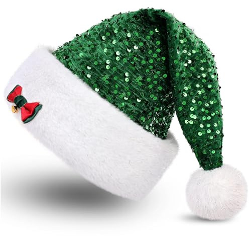 SKYDUE Weihnachtsmütze,Weihnachtsmützen Erwachsene -Weiches Material Komfort | Perfekt Für Weihnachten, Weihnachtsfeiern Und Heiligabend | Nikolausmütze Für Festliche Anlässe(Hellgrün)