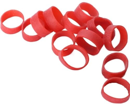 HYQOUKLR Gummiband, Gummibänder Büro, 200 Stück winzige rote Gummibänder, Gummibänder Rigging-Bänder, 15 * 5 mm elastisches kleines Gummi, Gummibänder for Gemüsebündel
