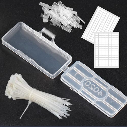 YUZHEDM 100 Stücke Kabelbeschriftung, Mit Kabelbinder, Aufkleber zum Beschriften, Kabelbinder Transparent, Wiederverwendbare, Kabelorganisation Leitungsfixierung in Haushalt, Büro (4020)