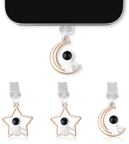 Penitue 4pcs Breloques pour Liseuse, Bouchons Anti-Poussière Créatifs pour Kindle ou Téléphone Portable avec Port de Charge Type C Les Amateurs de Livres (Style Astronaute)