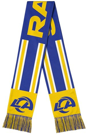 FOCO NFL Halswärmer für Erwachsene, offizielles Lizenzprodukt, Team-Farbe, gestreift, Wordmark-Logo, Fußball-Halswärmer, Schal, LOS ANGELES RAMS, Einheitsgröße