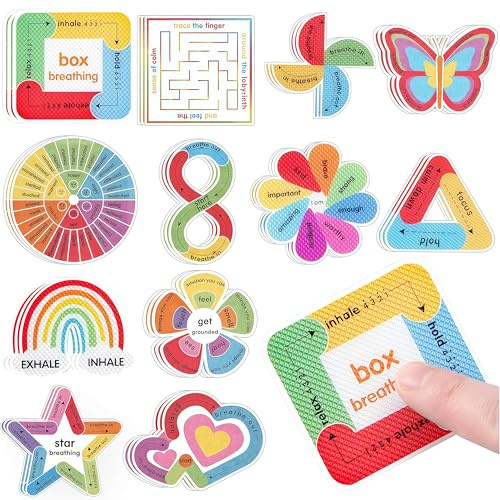 VelvetGlow 36 Pcs Strukturierte Angst Sensorische Aufkleber, Taktile Stimmung Beruhigende Streifen FüR Kinder Erwachsene, Atmende Achtsamkeit Fidget Aufkleber FüR Klassenzimmer BüRotisch