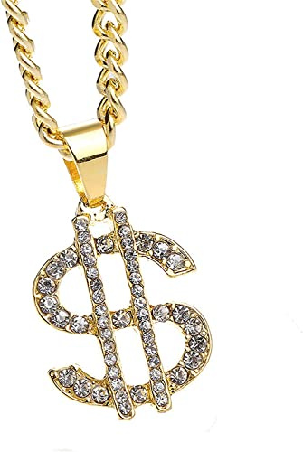 Gold Chain for Women Men with Dollar Sign Pendant Necklace Alloy Jewelry Fashion Pendant Necklace Attractive Processed