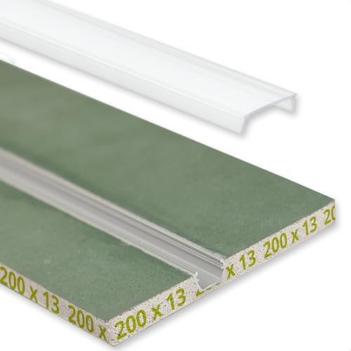 INNOVATE Rigipsplatten LED Profil Trockenbau inkl. Diffusor 1 läufig 2m | Gipskartonplatten für LED Streifen I Trockenbauplatten Aluminium Profil Decke I Kabelkanal Unterputz Indirekte Beleuchtung