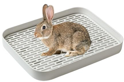 Kaninchentoilette mit Gitter - Stabile Kaninchentoilette als Töpfchen mit Tablett leicht zu reinigen, hygienischer Käfig für eine saubere Trennung von Katzentoilette und Kot, Design für Kinder