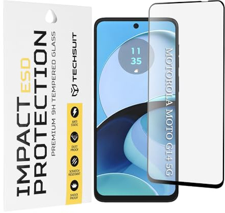 Techsuit Displayschutzfolie für Motorola Moto G14, G54, G54 Power Edition, G64 Gehärtetes Glas mit Antistatisch, Staubabweisend, Vollständige Abdeckung, Stoßschutz, ESD