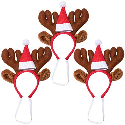 Ciffre 3 er Set Weihnachtsmützen - Hund Geweih mit Mütze