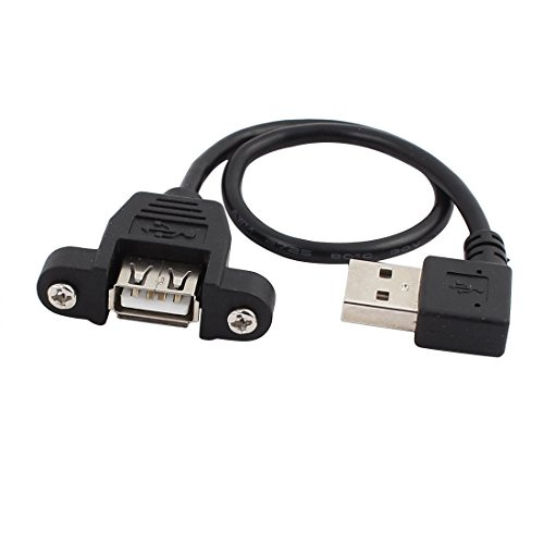 Aexit Enchufe hembra USB 2.0 A a USB en ángulo recto Cable de extensión (model: C2278XIII-4286DH) macho de 25cm