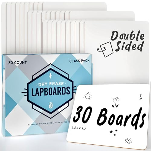 Whiteboards (30 Stück, doppelseitig) mit Klarwisch-Beschichtung Kleine weiße Tafeln – 22,9 x 30,5 cm Mini-Whiteboards für Studenten, Klassenzimmer Lehrer