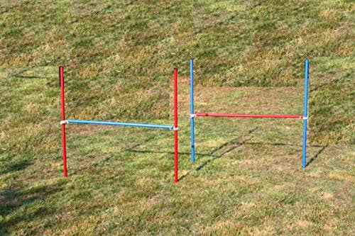 Wuzzmann 2 X Agility-ÜBUNGS-HÜRDEN-Set IN BLAU/ROT/Hobby Horse/Fun Horse