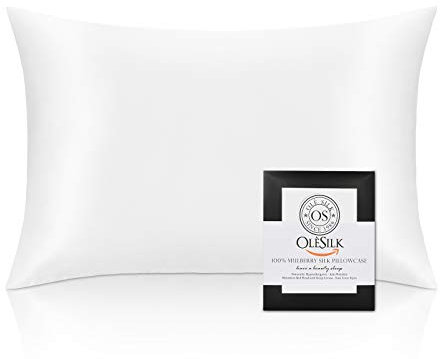 OLESILK 100% Seide Kissenbezug Kissenhülle Haar- und Hautpflege mit Verstecktem Reißverschluss 25 Momme 2 Stücke Elfenbein 40x60cm 2er Pack