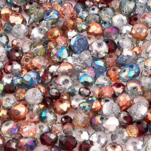 400 verzauberte Perlen, Wald Rondelle, Glas-Kristall-Perlen-Mix, Silber / Rose / Gold / Tiefrot für Schmuckherstellung und Kunst und Handwerk