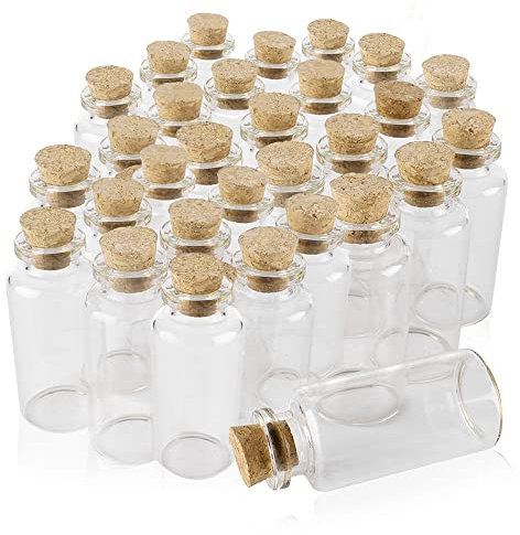 O-Kinee Mini Glasfläschchen mit Korken, 30er Set Kleine Glasflaschen Mini Fläschchen Gewürzgläser Set Leere Probe Glasflasche Gläser Bonbon Gläser für Kräutern oder Tee ca, DIY Dekoration