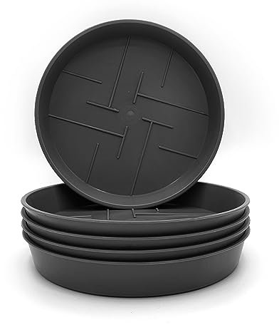 5er-Set Blumentopf-Untersetzer Rund aus Plastik 21 cm Durchmesser, Untertopf für Innen- und Außenbereiche, aus witterungsbeständigen Material, Farbe Anthrazit