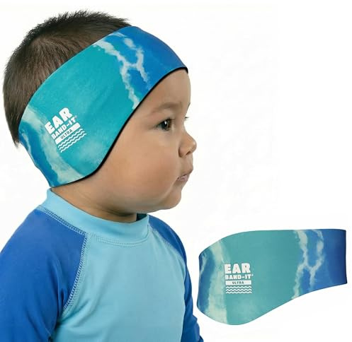 Ear Band-It Ultra Schwimmstirnband (hält Wasser draußen, hält Ohrstöpsel fest), von Ärzten empfohlen, Größe L (Alter 8 Erwachsene), Blau