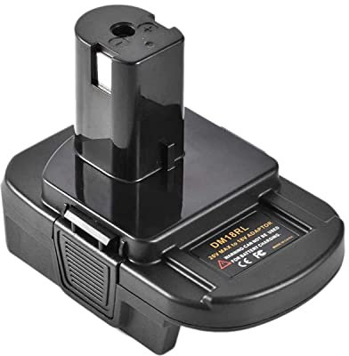 DM18RL Batterie Adapter for Dewalt for Milwaukee 20V/18V Li-Ion Battery Convert to for Ryobi 18V P108 ABP1801 Battery with USB Port (black)