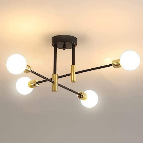 Osairous Sputnik Deckenleuchten, Deckenleuchten 4 Arme Durchmesser 60cm, 180 ° verstellbare Deckenleuchter für Loft Esszimmer Wohnzimmer, E27 Glühbirne nicht enthalten