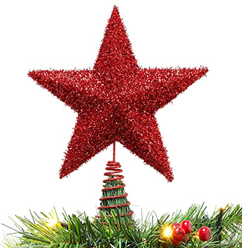 Christmas Concepts® 28cm Sparkly Tree Top Star - Luxury Christmas Decorations (Red)