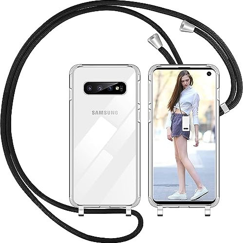 Nupcknn Handykette Hülle für Samsung Galaxy S10 Hülle TPU Bumper+PC Back Necklace(abnehmbar) Transparent Hülle mit Kordel zum Umhängen Handy Schutzhülle mit Band