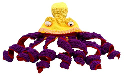 Zhiyao Lustige Strickmütze für Herren und Damen Oktopus Hut Tiermütze Warm Paws Ohren Outdoor Wintermütze Mütze Kuscheltier Animal Hat als Plüschtier Geschenk Weihnachten Kostüm Haarnadel Cosplay