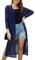 Gyabnw Cardigan Donna Coprispalle Lungo Estate Sexy Elegante, Copricostumi Estivo Leggero, Aperto Anteriore, Manica Lunga Casual per Spiaggia Mare Vacanze Blu Navy