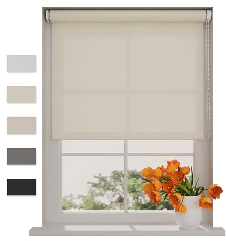 DTCH® Lichtdurchlässiges Rollo 150 x 190 cm Creme - Größen von 40 bis 240 Breite, Ohne Bohren Möglich, Wandmontage, Für Fenster Innen