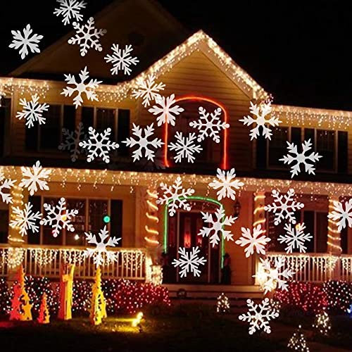 Le Projecteur Solaire De Flocon De Neige LED Imperméable De Chutes De Neige Allume La Lampe Extérieure De Paysage De Jardin Pour L'usage De Noël De Noce,Blanc