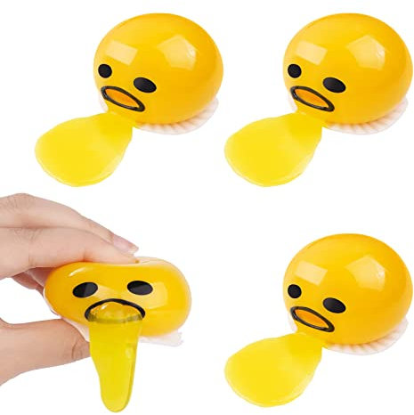 Ainiv Puking Egg, 4 Stück Erbrechendes Ei Squeeze Toys Eigelb Druck Ball Kotzen, Süße Runde Erbrechen Lutschen Eigelb Stressabbau Spielzeug Erbrechen & Saugen Entlasten Sie Stress Spucken Eigelb