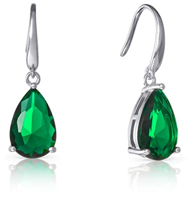 namana Ohrringe aus 925er Sterling Silber für Damen und Mädchen mit grünen Steinen, smaragdgrüne Ohrringe für Frauen, Tropfenohrringe mit smaragdgrünen Steinen