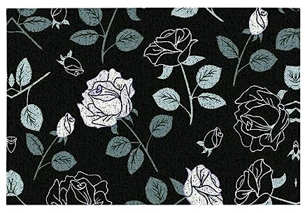 OPSREY PVC-Fußmatte, Motiv: Rosen-Gotik-Druck, wasserdicht, rutschfest, für den Innen- und Außenbereich, Heimdekoration, 61 x 40,6 cm