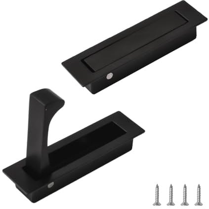 UFURMATE Tirador de puerta de montaje empotrado, 2 manijas de puerta de bolsillo de acero inoxidable 304 cepillado para puerta de bolsillo, herrajes para puerta plegable para armario, armario,