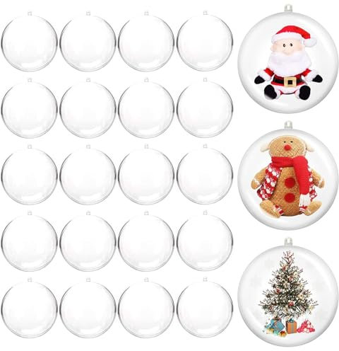 GRVICH Clear Baubles, 20PCS 2.36inch/6cm Christmas Tree Decorations, Acrylic Empty Fillable Plastic Baubles to Fill, Transparent Empty Ball for Xmas New Year Party Birthday Theme Decoration