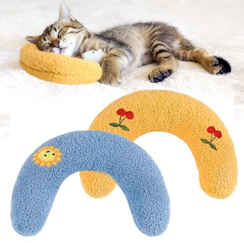Nizirioo 2 Stücke Nackenkissen Für Haustiere, Hundekissen Kätzchen, Kopfkissen Für Hunde Katzen, U-Förmiges Kätzchen-Kissen Katzenkissen Hundekissen Für Welpen, Haustierspielzeug Ins Katzenbet