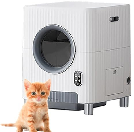 DELURA Arenero Gatos Autolimpiable, Arenero Gatos Cubierto Gatos con Control de Aplicación Y Alerta Segura, Caja de Arena para Gatos con Eliminación de Olores para Varios Gatos