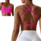 NIBESSER Reggiseno Sportivo Donna Schiena Scoperta Reggiseno a Fascia Senza Ferretto con Spalline Incrociate Bralette Bra con Scollo Quadrato Morbido Comodo per Ginnastica Corsa Fitness, Fucsia, M