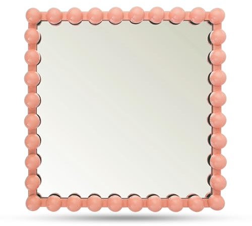 CLEENTABLE Quadratischer Spiegel, 30,5 cm, Metallrahmen, quadratischer Spiegel, Wandspiegel für Eingangsbereich, Badezimmer, Bauernhaus, Bauernhaus, Waschtisch, Wohnzimmer - Bubblegum Pink