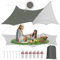 WOLTU Toldo Camping Impermeable, Lona Impermeable Exterior, Tarp Forma de Mariposa 4,4x4,4 m Impermeable Portátil, Lona Protectora Anti-UV, Ideal para Camping, Pesca, Picnic Al Aire Libre, Gris