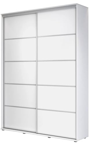 Meble Slupia - ZUZA Plus Garderobenschrank - Kleiderschrank Schiebetüren - 110 x 242 x 45 cm - Kleiderstange Schrank - Kleider Schrank für Schlafzimmer, Flur, Jugendzimmer - Weiß