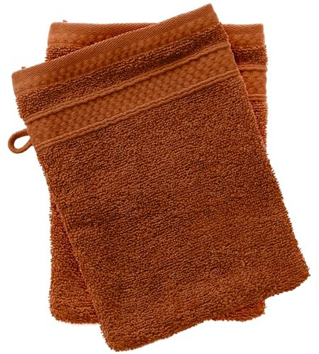 Lot de 2 Gants de Toilette Coton 550 g/m2 NAÏA Orange Argile