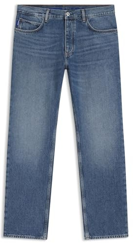 HUGO Herren Jonah Regular-Fit Jeans aus mittelblauem Stone-Washed Baumwoll-Denim
