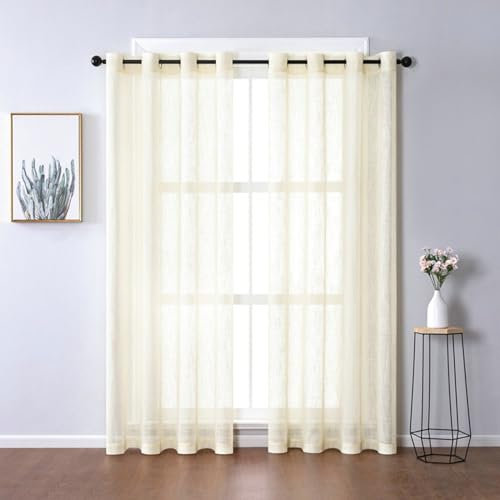 Daesar Vorhänge Lichtdurchlässig mit Ösen, Gelb Vorhänge 2er Set 137x229CM Modern Einfarbig Gardinen Halbtransparent Wohnzimmer Küche