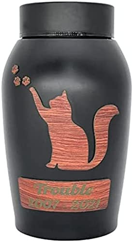 Custom Pet Urn With Name Plate Or Scripted Name, Personalized Dog Or Cat Urn, Custom Dog Urn,Black Stainless Steel Urn(a)