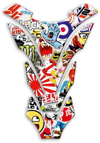 Paraserbatoio STICKER BOMB Tank Pad Adesivo Resinato 3D Protezione Serbatoio compatibile con moto HONDA YAMAHA DUCATI APRILIA KAWASAKI BMW - PV024