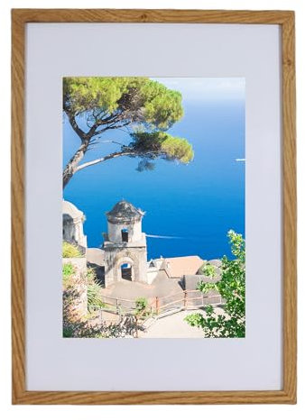 BD ART Rahmen für Poster Foto 30x40 mit Passepartout 21x30 cm Eiche A4 DIN groß MDF Holz moderner Fotorahmen zum Aufhängen an der Wand